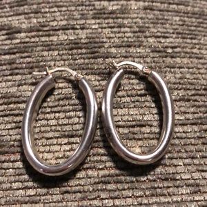 Sterling silver oval hoops!